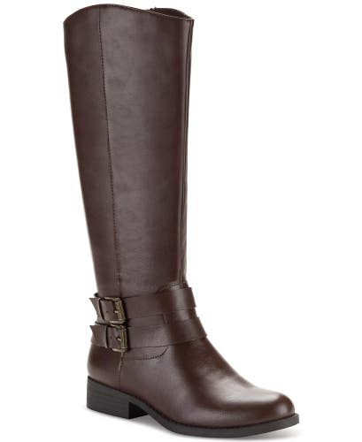 Style & Co Maliaa Women's US 7 Brown Faux Leather Knee High Riding Boots LION600