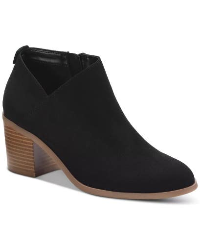 Style & Co Felaa Bootie Women's 5 Black Asymmetrical Zip Block Heel Boot LION741