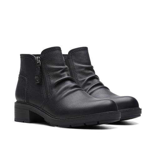 Clarks Hearth Dove Bootie Women's US 9.5 Black Leather Ankle Moto Boots LION710