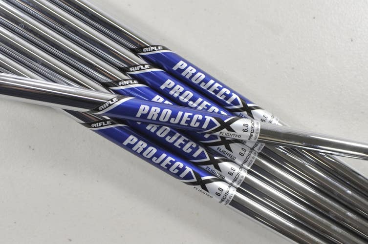 Project X Rifle Flighted 6.0 Stiff 6pc Uncut Iron Shaft Set .370" Steel # 218796
