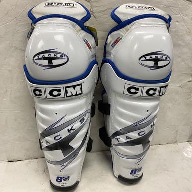 Used CCM 852 TACKS Senior Shin Guards White/Black/Royal 15" 11855-S000204227