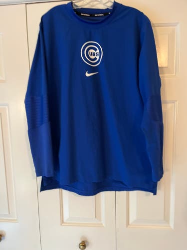 Men's LG Nike MLB Chicago Cubs Dri-Fit long sleeve warm up pullover top - LNC