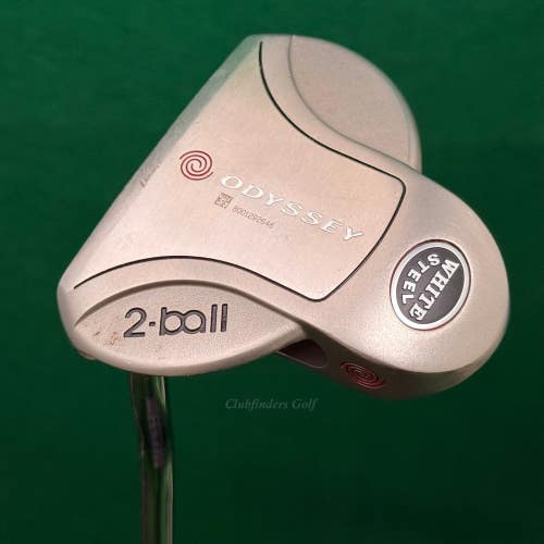 LH Odyssey White Steel 2-Ball Double-Bend 35.5" Mallet Putter Golf Club