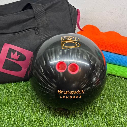 Brunswick LEK5663 Rhino Bowling Ball 16lbs Made in USA Black/Gray Bag/Towels