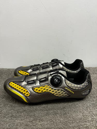Wofada Unisex Cycling Shoes Men's U.S. 7-7.5 Women’s Sz 8.5-9 Gray Yellow NEW