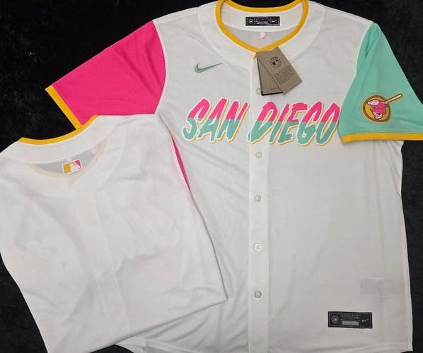 Mens SAN DIEGO PADRES CITY CONNECT Sewn 100% REAL Baseball Jersey NWT $115