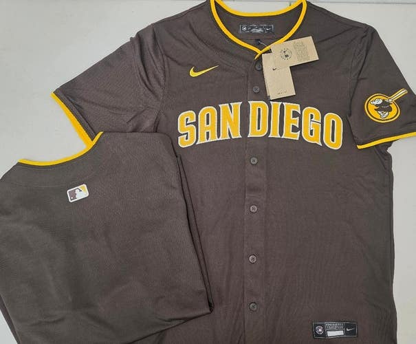 Mens SAN DIEGO PADRES Sewn 100% REAL BROWN Alternate Baseball Jersey NWT $115