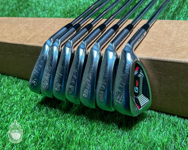 Used RH Ping Black Dot G410 Irons 4-PW AWT 2.0 Stiff Flex Steel Golf Set