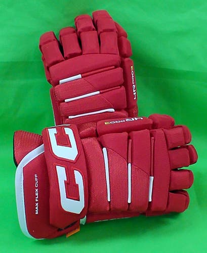 CCM Tacks 4 Roll Pro 3 Gloves 14" Red/Red (New)