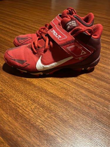 Red Men's Size M 7.5 (W 8.5) Nike Trout High Top Molded Cleats (Used)