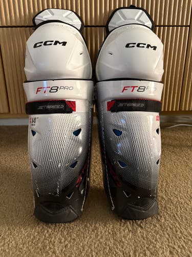 2025 CCM JetSpeed FT8 Pro Shin Guards – 14" Senior – Excellent Condition (Used)