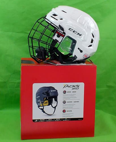 Medium CCM Tacks 210 Helmet Combo (New) White