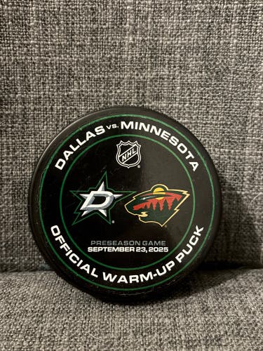 Dallas Stars vs Minnesota Wild Pre Season NHL Warm Up Hockey Puck 9/23/2025