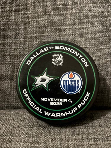 Dallas Stars vs Edmonton Oilers NHL Warm Up Hockey Puck 11/4/2025