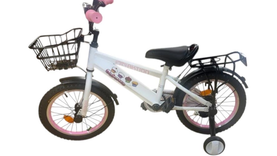 Aktion Sydney 16” Children's Bicycle with Training Wheels - White/Pink - Excellent Condition