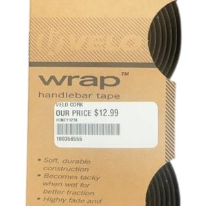 Velo Handlebar Tape Wrap Cork Black New