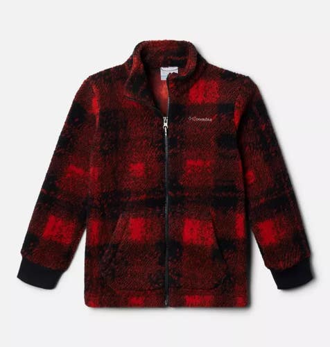 Columbia Rugged Ridge II Jacket Boys M Red Plaid Sherpa Fleece Full Zip NWO29