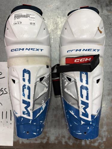 Used CCM NEXT Intermediate Shin Guards White 12" 11337-S000487572