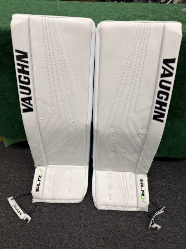 White Senior Vaughn SLR4 Pro Carbon Goalie Leg Pads (New) | 33" +2"
