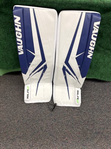 Blue & White Junior Vaughn SLR4 Goalie Leg Pads (New) | 28" +2"