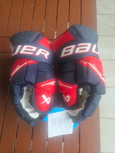 Bauer Vapor Flylite Gloves 14" (New) Navy/Red/White