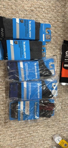 Black Unisex Large Adult Bauer Skate Socks (New)