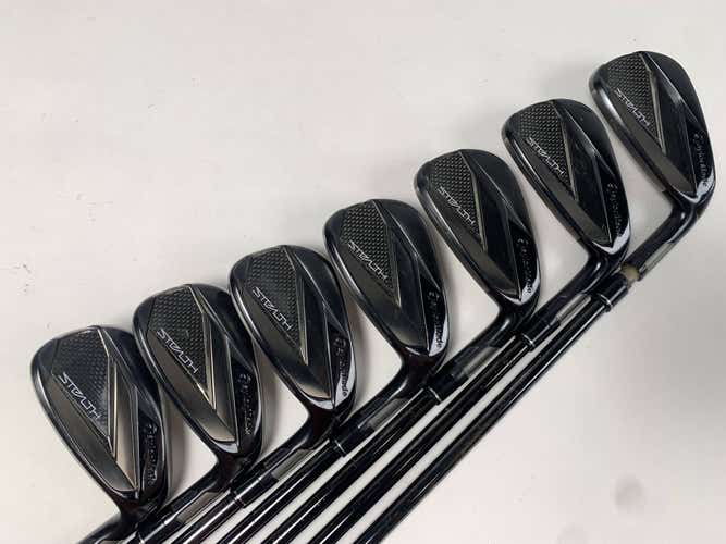 TaylorMade Stealth Black Iron Set 5-PW+AW KBS Max MT 85g Stiff Steel Mens RH