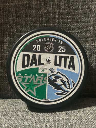 Dallas Stars vs Utah Mammoth November 28, 2025 Official Match Up Hockey Puck
