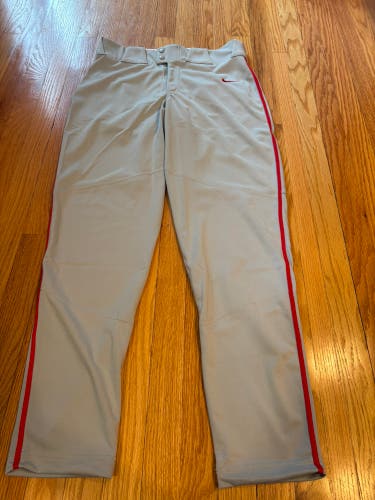 Nike Vapor Baseball Pants Men’s Medium Gray W Red Piping New
