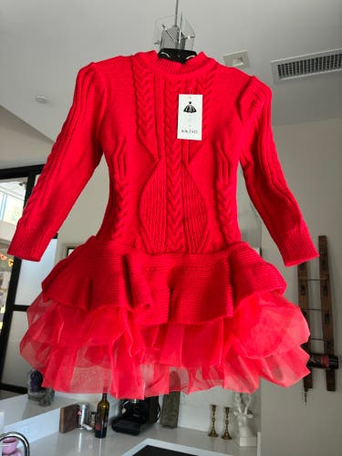 (New) Red Figure Skating Dress, Child 7/8.