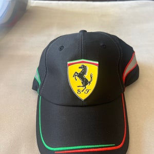 Ferrari Black Adult Unisex One Size Fits All Hat (New)