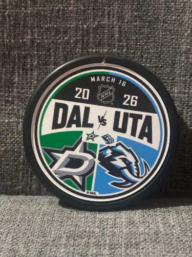 Dallas Stars vs Utah Mammoth March 16, 2026 Official Match Up Hockey Puck