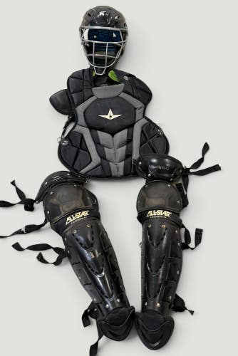All Star & Easton Baseball Catcher's Gear Shin Pads Chest Protector Helmet 12-16