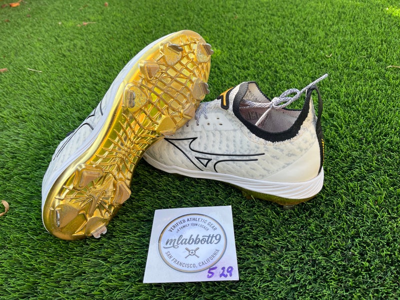 Mizuno Pro Knit 2 Metal Baseball Cleats - Size 8.5 - 11GM247050 - White/Gold (Gently Used)