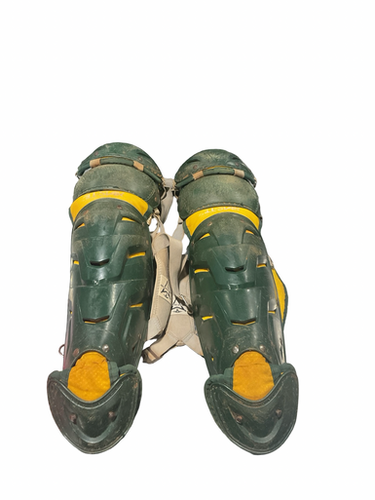 Used All Star GREEN/YELLOW SHIN GUARDS Catchers Leg Guards Green Adult 11834-S000051426