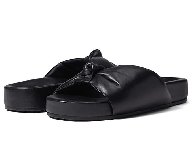 Seychelles Set The Tone Sandals Women's 7 Black Leather Twist Front Slide ZPO764