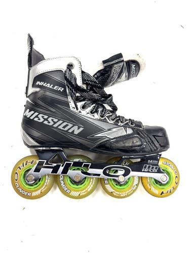 Used Mission INHALER Roller Hockey Skates Black Senior 7.5 11860-S000309689