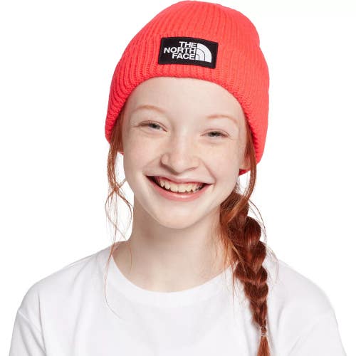 The North Face NF0A7WGC397 Kids Brilliant Coral Box Logo Cuffed Beanie OS DTF905