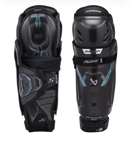 New Bauer Supreme Fuse Shin Guards Pads Ice Hockey Roller Senior Size 15