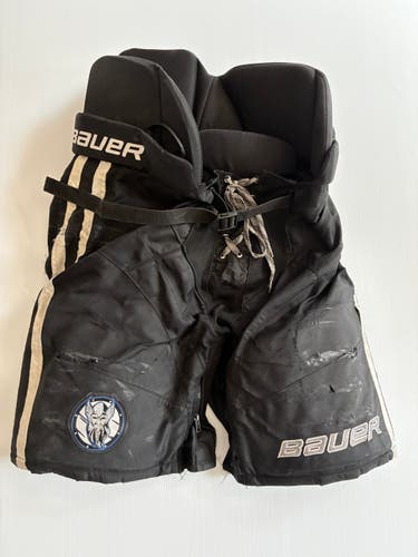 Used Senior Medium Bauer Custom Pro Stock Hockey Pants - Black/White