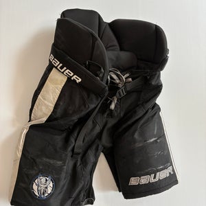 Used Senior Medium Bauer Custom Pro Stock Hockey Pants - Black/White