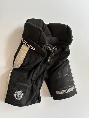 Used Senior Medium Bauer Custom Pro Stock Hockey Pants - Black/White