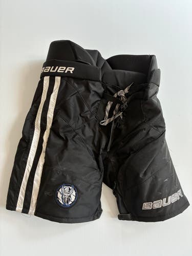Used Senior Large Bauer Custom Pro Stock Hockey Pants - Black/White