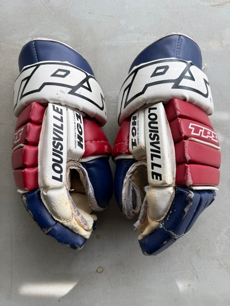 New York Rengers colorway Pro Stock TPS HG1 Made in Canada Used Hockey Gloves 14"