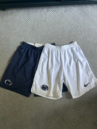 2x Nike Penn State Lacrosse Game Shorts, Large (1 Blue, 1 White)