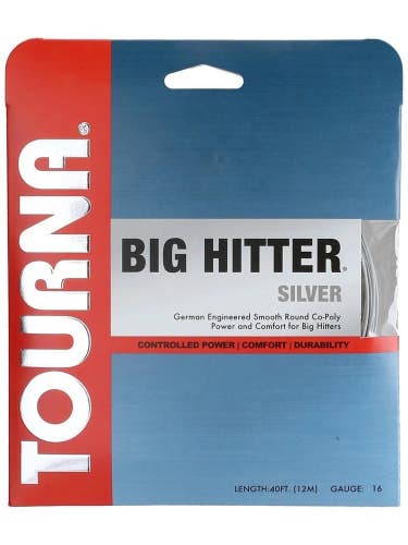3 SETS: TOURNA BIG HITTER SILVER (16g / 130) POLYESTER TENNIS STRINGS