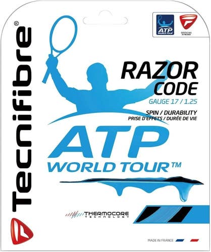 3 SETS: TECNIFIBRE RAZOR CODE 17g (1.25) CO-POLYESTER TENNIS STRING (BLUE)
