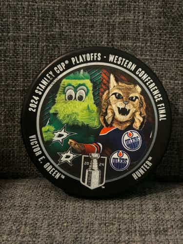 Dallas Stars vs Edmonton Oilers 2024 NHL Playoffs Mascot Match Up Puck