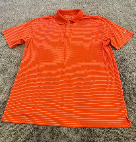 Nike golf orange striped polo shirt