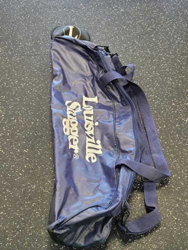 Used Louisville Slugger LEATHER BAT BAG BB/SB Player Carry Bag Navy Blue 11849-S000040278